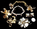 Vintage Costume Jewelry Mixed Lot-Pins, Sweater Set, Bracelet and Earrings