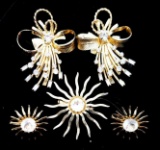 Vintage Sarah Coventry Brooch and Earring Set and Very Large Clip Earrings