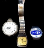 Vintage Trio of Mens Watches-One Pocket Watch and Two Wrist Watches