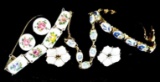 Vintage Sterling Silver and Enameled Floral Bracelets and Earrings
