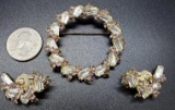 Vintage Jeweled Brooch and Clip Earrings Set