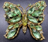 Vintage Weiss Green Butterfly Brooch