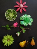 Vintage Flower and Fruit Pin Grouping