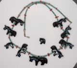 Artist Rodney Laiwakete Zuni Horse Fetish Necklace