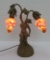 Figural table lamp, woman, grape cluster bulbs, working, 15