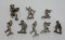 8 Nickel plated and metal Arcade figures, 1 1/2