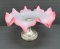 Pink ruffled edge pedestal bowl, 9