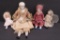 Four vintage doll house dolls, bisque, 4