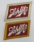 Two Schlitz cloth jacket back patches, 7