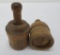 Two small wooden individual butter mold, fern and wheat sheaf, 3