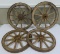 Four wooden spoke wheels, 16