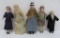 Five porcelain doll house dolls, 4