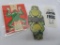 Three vintage Cracker Jack Toy Prizes, Jumping Frogs, Paper toys
