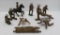 8 Grey Iron soldiers and Barclay Manoil soldiers and gurneys