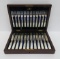 Walker & Hall Sheffield MOP handled flatware, 12 forks and knives in case