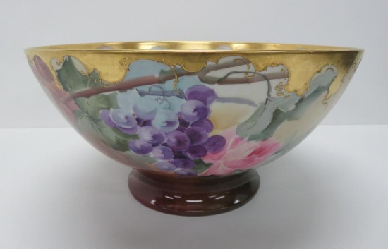 Limoge punch bowl, decorated by Edgerton Pottery, W Guerin & Co 1894-1900