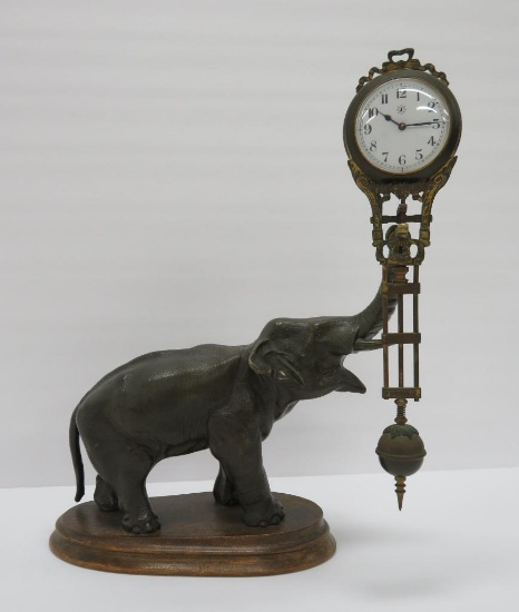Junghans Elephant swing arm clock, 11 1/2" tall and 9" long