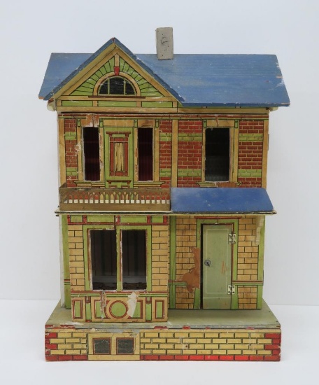 Large paper lithograph doll house, 20", attributed to Gottschalk