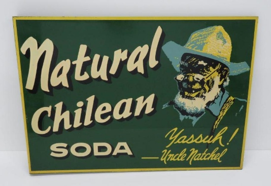 1940's Natural Chilean Soda two sided flange sign, 21 1/2" x 15"