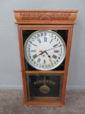 Ingraham Oak regulator clock, with key and pendulum, working, 36