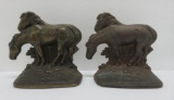 Cast iron wild horses bookends, marked 175, 5