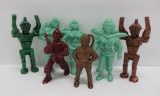 8 Vintage 1950's /60's Ajax and Archer robots and spacemen figures, 3 3/4