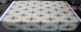 Vintage patchwork quilt, King size diamonds, 62