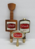 Four vintage Schmidt Beer tapper handles, 4