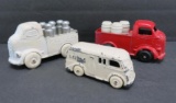 Three Barclay and Slush metal delivery trucks, 3