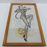 Vargas Pin up framed art, Halloween Trick or Treat, 17