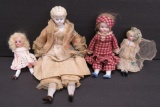 Four vintage doll house dolls, bisque, 4
