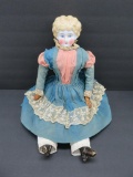 Antique China head and shoulder doll, leather and cloth body, 19