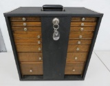 Unusual Oak machinist chest, locking front, 12 drawers, 16