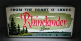 Rhinelander Beer Sign, lights up, great color
