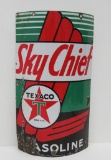 Texaco Sky Chief curved porcelain gasoline pump sign, 10