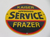 Retro Vintage Kaiser Frazer Approved Service Enameled Sign