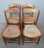 Nice Set of 4 Caned Seat Chairs