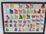 58 plastic Cracker Jack toy prizes, animals