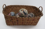 Fantastic woven basket, reed decorated, split oak, 14