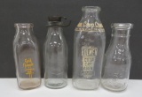 Four Vintage Milk Bottles, One with Holmen, WI Advertising