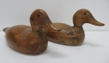 Two Vintage Wooden Duck Decoys with Glass Eyes