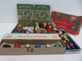 Vintage Christmas Shiny Brite Ornaments, Bells and Honeycomb Paper Favors