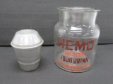 Vintage Hemo Food Drink Malted Food Jar and Mixing Cup, Waukesha, WI