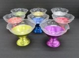 8 colorful anodized aluminum retro sherbet dishes, MCM, 3 1/2