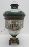 Electrified table lamp, beaded fringe, working, Gone with the Wind style