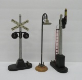 Model Railroad train crossing signals and lamp post, 9