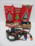 Vintage Christmas lights, bulbs and tinsel