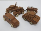 Five metal military vehicle toys, 2 1/2