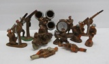 11 Auburn rubber toy soldiers, 2 1/4