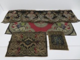 Four vintage table runners and textiles